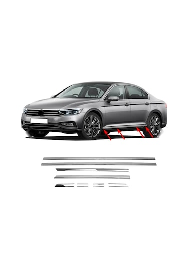 Vw Passat B8-b8.5 Yan Kapı Alt Çıta Kromu 8 Parça P.çelik
