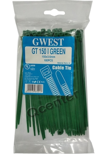 Gwest 3.6x150mm 15cm Yeşil Renkli Plastik Cırt Kelepçe Kablo Bağı