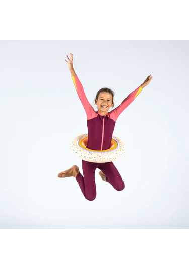 Şişme Yüzme Simidi - 51 Cm - Turuncu Gökkuşağı Baskılı