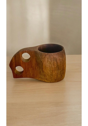 El Yapımı Ceviz Ağacı Ahşap Kupa - Kuksa