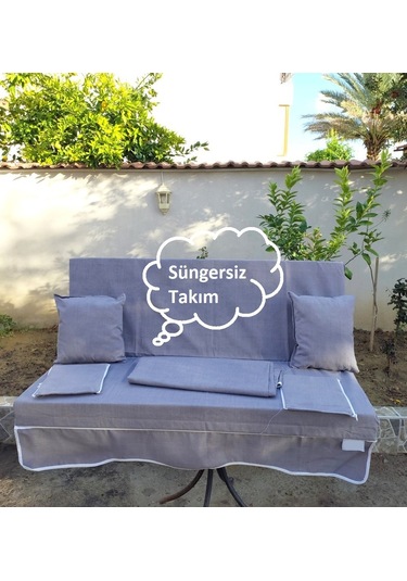 Mandaş Süngersiz 2 Kişilik Salıncak Minder Seti Pamuklu Kumaş -g Gri