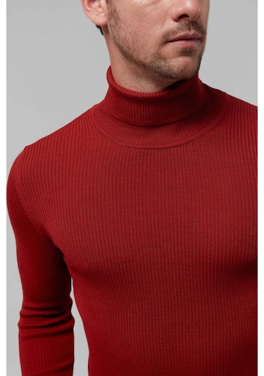 Twn Slim Fit Kiremit Rib Örgü Kazak 5ec0606317641 250