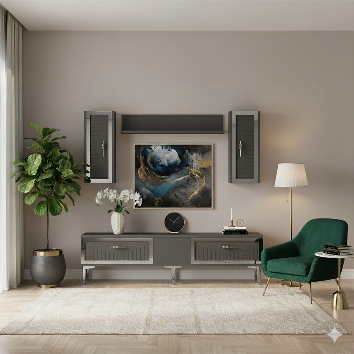 Tvr1501as - Tuna150 Tv Ünitesi Antrasit Sılver 150cm Antrasit Gümüş