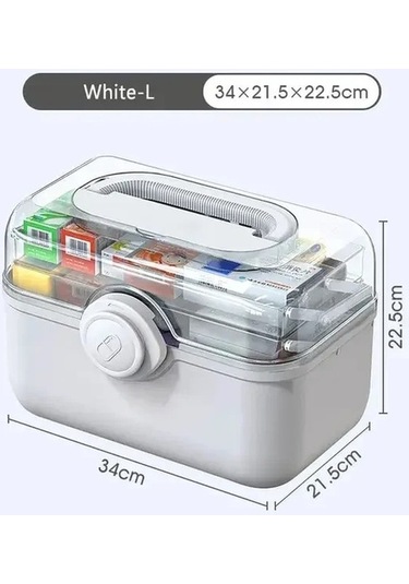 Bosphorusboutique02 White 3 Kat Büyük Kapasiteli İlk Yardım Çantası, Beyaz, Aile İçin, Dayanıklı, Neme Dayanıklı Beyaz