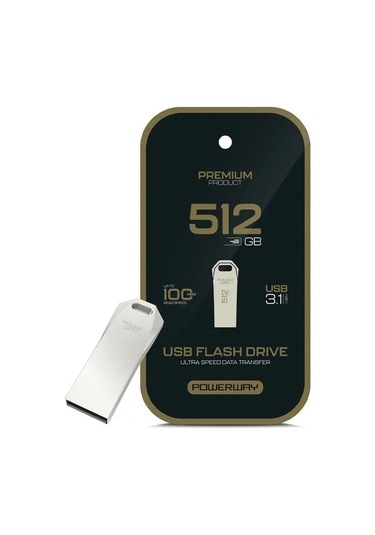 Powerway Premium 512 Gb 100mb/s Ultra Hızlı Usb 3.1 Metal Silver Flash Bellek 1 Adet