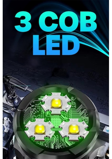 5 Modlu Şarjlı Klipsli Mıknatıslı El Feneri Mini 3 Cob Led Lamba Acil Durum Işığı 8433 Siyah