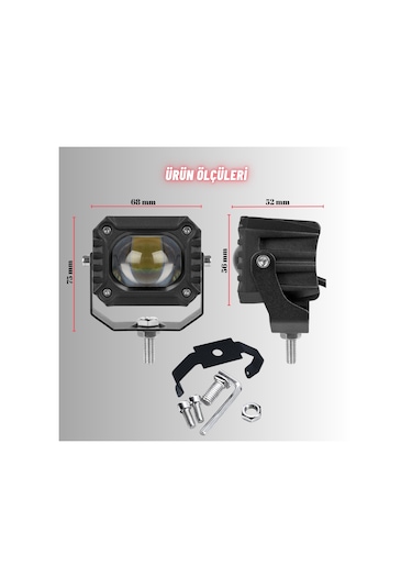 Motosiklet Scooter Led Sis Farı Set Delici Işık Beyaz Sarı Metal Kasa 2 Adet 2 Adet