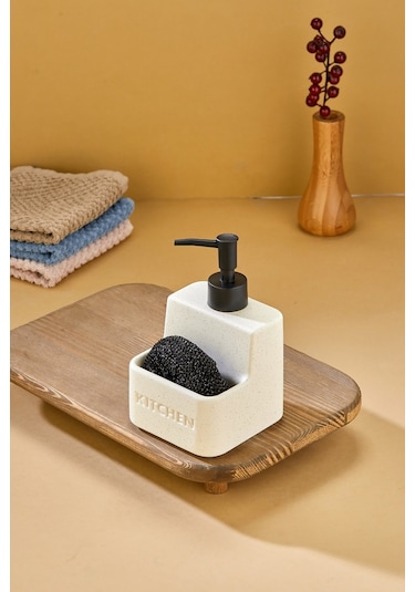 Cooker 480 Ml Seramik Süngerlikli Sıvı Sabunluk Ckr3889 Bej