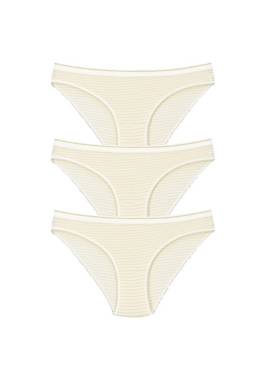 Kadın 3'Lü Paket Desenli Bikini Külot Beyaz (481017823)-Tek Ebat-Beyaz