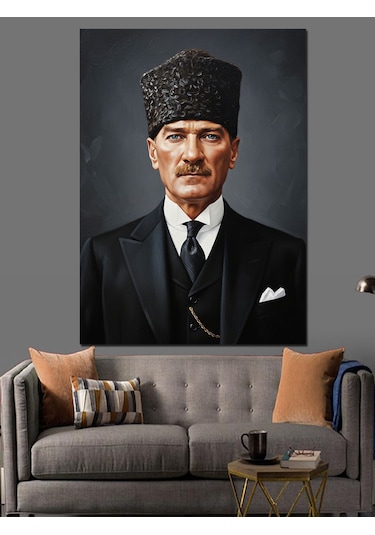 Ciddi Atatürk Portresi Tablosu Dekoratif Kanvas - Mdf Ahşap Tablo