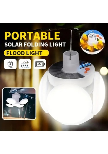 Solar Güneş Enerji Ve Usb Sarjlı 5 Kanatlı Led Lamba 5365