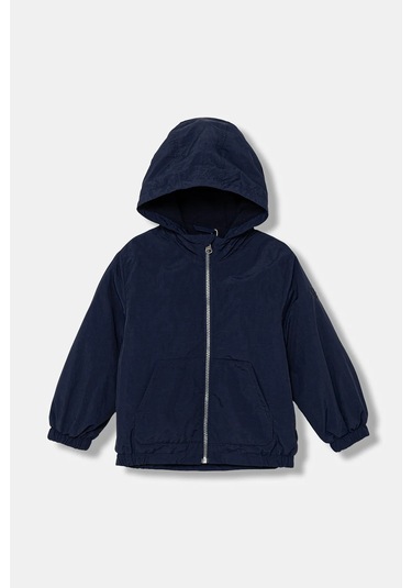 Erkek Bebek Lacivert Fermuarlı Kapüşonlu Yağmurluk Lacivert