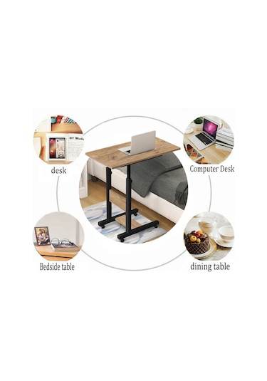 Yükseklik Ayarlı Yatak Sehpası - Atlantik Çam Tekerli 70x40