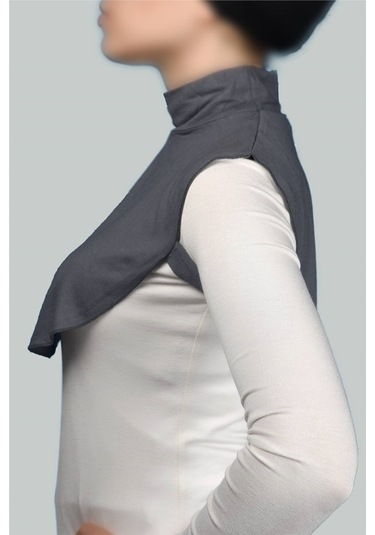 Altobeh Düz Balıkçı Yaka Boğazlı Penye Tesettür Kadın Yakalık Boyunluk - Füme