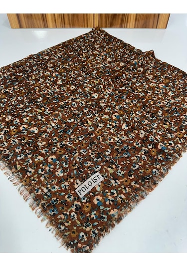 Poloist Desenli Flamalı Keten Eşarp- 05653 Kiremit