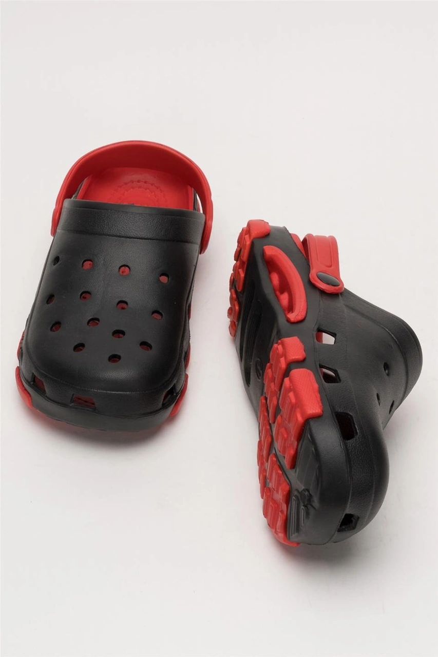 Unisex Çift Tabanlı Ortopedik Hemşire Doktor Aşçı Laboratuvar Deniz Havuz Terliği Sandalet Siyah - Kırmızı Siyah - Kırmızı