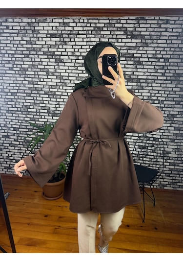Nurivastore Dora Ceket Bağlama Detaylı Kahverengi