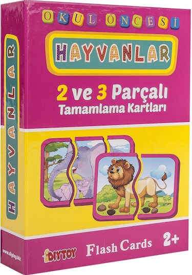 Dıy Toy Okul Öncesi Hayvanlar 2 ve 3 Parçalı Tamamlama Kartları