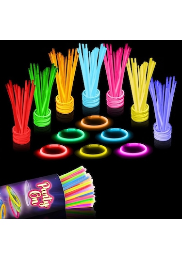 Neon Glow Stick Işıklı Fosfor Çubuk Işıklı Bileklik 200 Adet Işıklı Kolye Işıklı Çubuk Neon Işık Çok Renkli