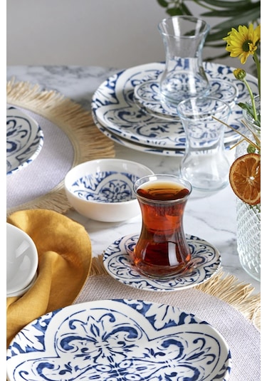 Neva N3460 Santorini 24 Parça Mavi Porselen Kahvaltı Takımı Mavi