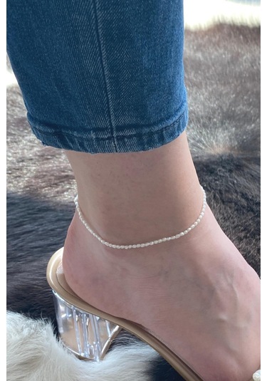 Keshi Doğal İnci Kadın Halhal Gümüş