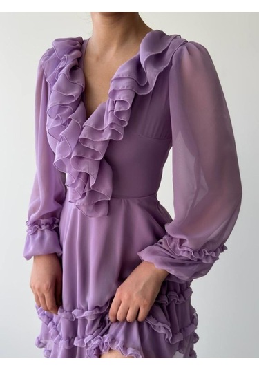 Osıes Fırfırlı Elbise Lila