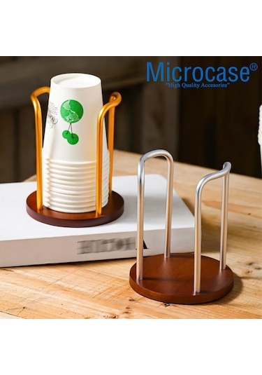 Microcase Ahşap Görünümlü Bardak Tutucu Düzenleyici Tek Bölmeli Al5435 Siyah