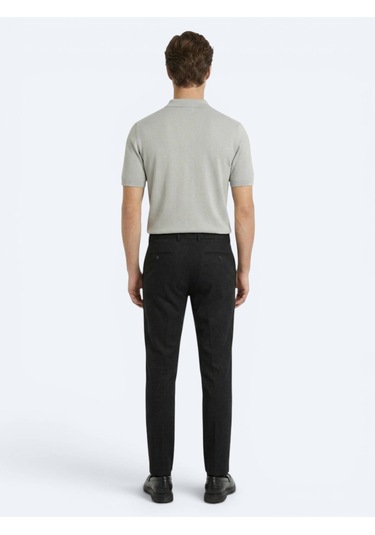 Kip Siyah Dokuma Relaxed Fit Casual Pamuk Karışımlı Pantolon
