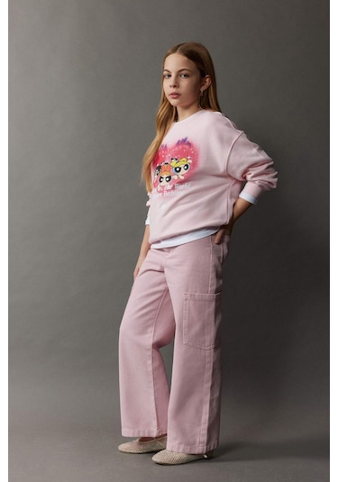 DeFacto Kız Çocuk Wide Leg Kargo Geniş Paça Jean Pantolon C0451A825SMPN122 Pembe