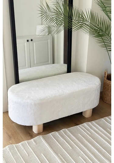 Zem Marin Puf, Beyaz Welsoft Kumaş