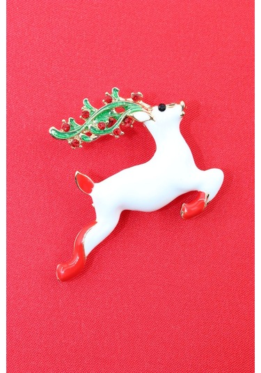 Noel Geyiği Broş. Taşlı Tasarım Ren Geyiği Broş. Yaka İğnesi Broş. Geyik Broş. Kadın Broş. Broş. Çok Renkli