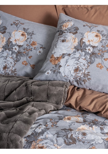 Cotton Box Çift Kişilik Trim Battaniyeli Nevresim Takımı Smooth Antrasit