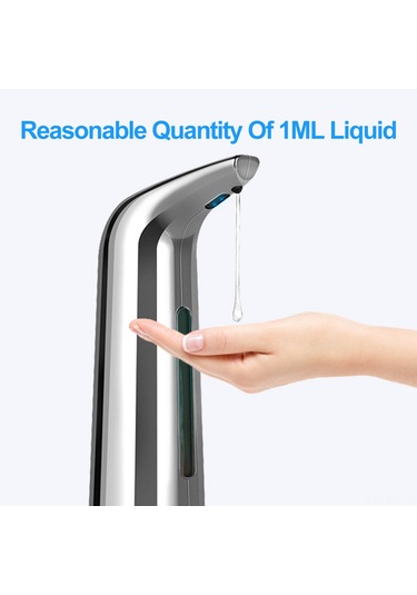 Reedark Otomatik Endüksiyon Sabun Dağıtıcı, Ipx6 Su Geçirmez, 400ml Büyük Kapasite, Dokunsuz Sağlıklı Kullanım, Pilli Tam Otomatik, Abs+pc Plaka Gümüş