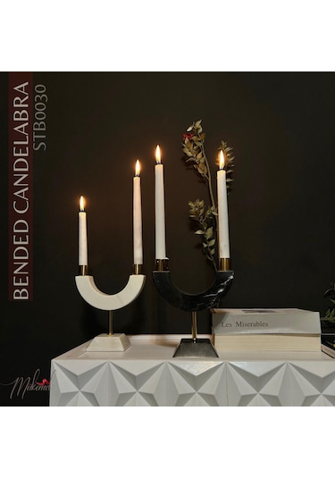 Mermer Mumluklar 2'li Set, Ev Dekorasyonu İçin Modern Dekoratif