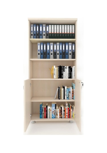 Modüler Dünyası Kapaklı Kitaplık Dosya Dolabı Akça - 80X38X188 Akçaağaç