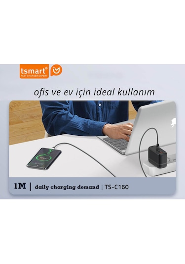 Tsmart Type C To Type C 60w Pd Şarj Data Kablosu Ts-c160