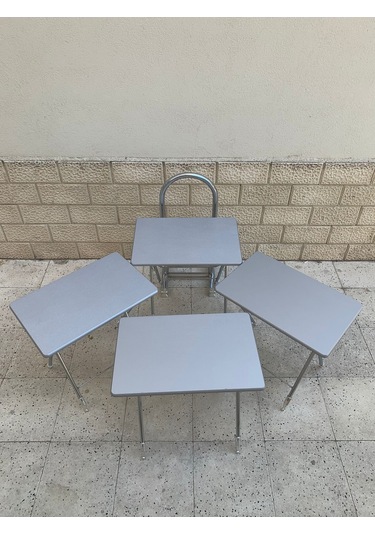 Çanta Sehpa, Sehpa, Zigon, 4lü Zigon, Mebran Çanta Sehpa-gümüş