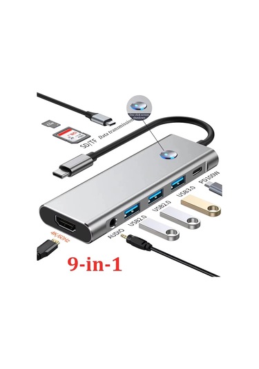Kebidumei9'lu Usb C Bağlantı İstasyonu - Hdmı 4k 60hz, Usb 3.0 Hub, 100w Macbook Uyumlu Şarj Black Chına