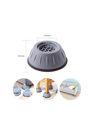 İsgstore Gürültü Engelleyici Ve Kaymaz Titreşim Önleyici Kauçuk Ayak Pedleri Çamaşır Makinesi Stoper 4'lü Set