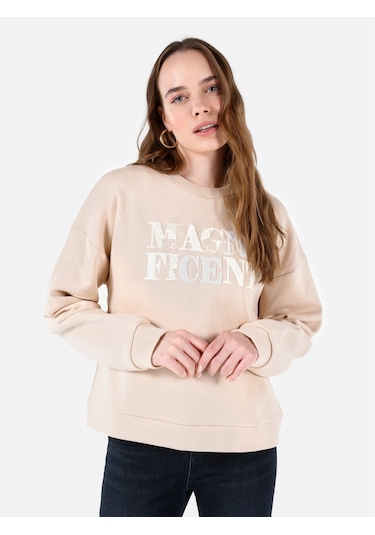 Colin's Colins Regular Fit Baskılı Bej Kadın Sweatshirt Cl1066819 Bej