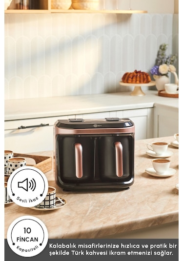 Karaca Hatır Hüp Düet 10 Fincan Kapasiteli Bol Köpüklü Aromalı, Közde ve Türk Kahve Makinesi