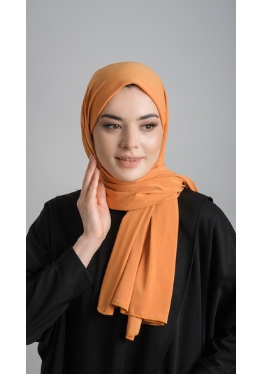 Gold Pratik Hazır Geçmeli Eşarp Sandy Kumaş Sade 1817_03 Altın