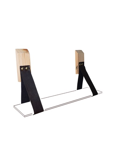 Doğal Ahşap Duvar Deri Kemerli Raf Ayağı 2li Set Raf dahil değil