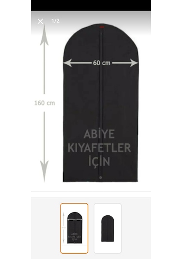 ABİYE ELBİSE KILIFI 10 ADET FERMUARLI GAMBOÇ Siyah