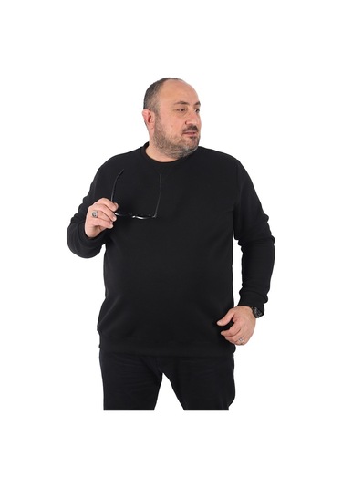 Moc Grande Mocgrande Büyük Beden Sweatshirt V Design 22742 Sıyah Siyah