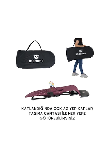 Mamma Smile Cotton Sallanır Üç Kademeli Ana Kucağı Oyuncak Aparatı Ve Seyahat Çantası Bordo