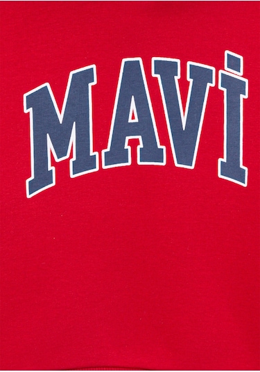 Mavi - Mavi Logo Baskılı Kırmızı Kapüşonlu Sweatshirt 6610110-704 Kırmızı