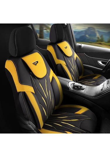 Panda Pars Serisi Deri Oto Koltuk Kılıfı - Sarı