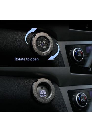 Seametal Çinko Alaşımı Araba Motoru Çalıştırma Durdurma Anahtarı Düğme Kapağı Dekoratif Kapak Basmalı Düğme Kapağı Siyah