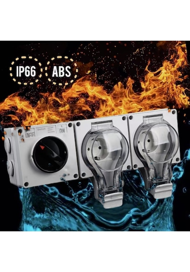 Su Geçirmez Şalterli 2'li Priz